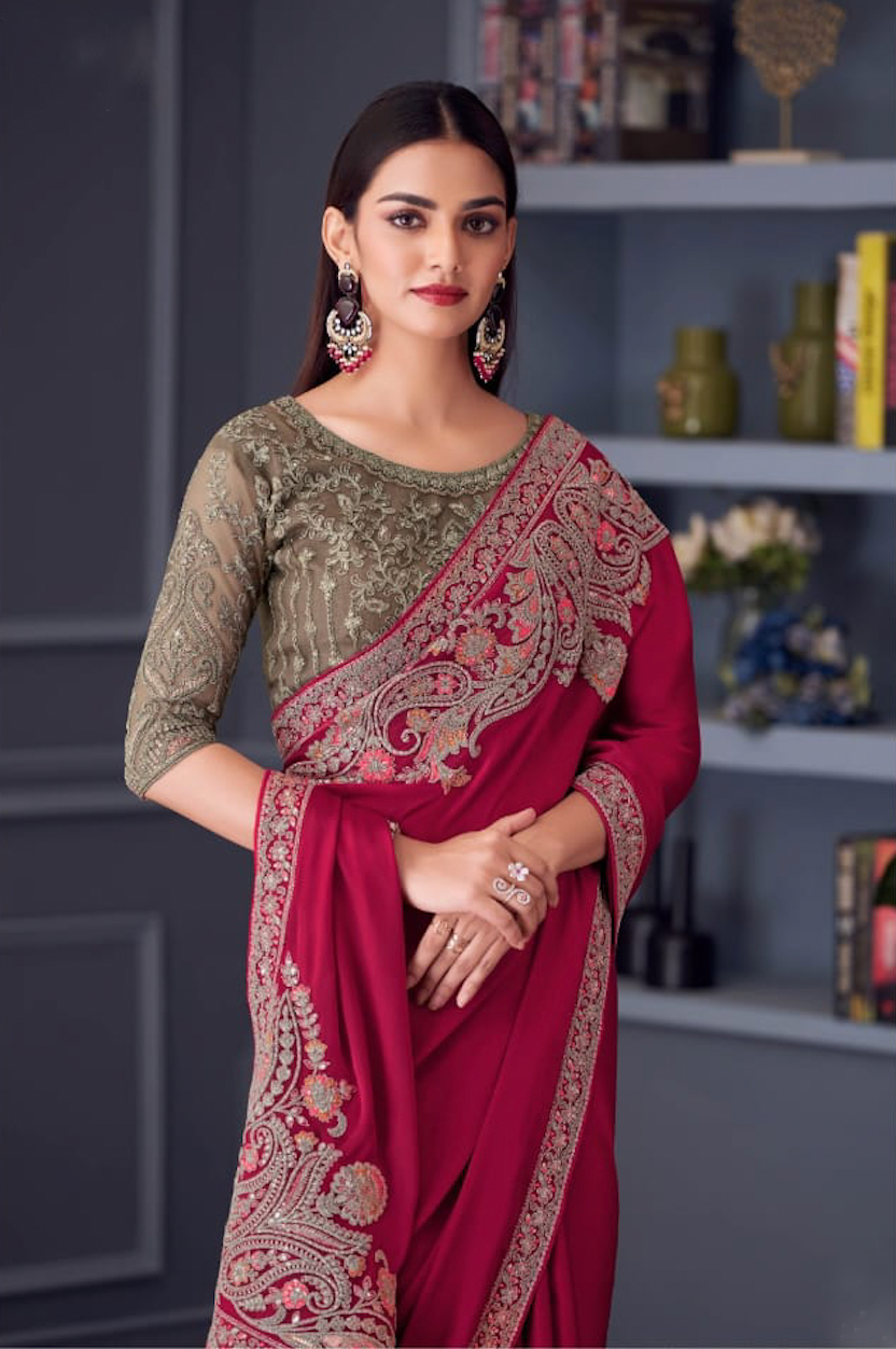 Matrut | Vintage Florence Rani Pink Saree