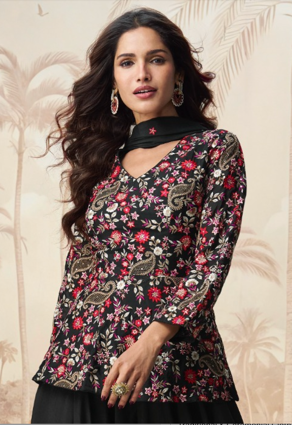 Matrut | Quantum Floral Black Sharara Suit