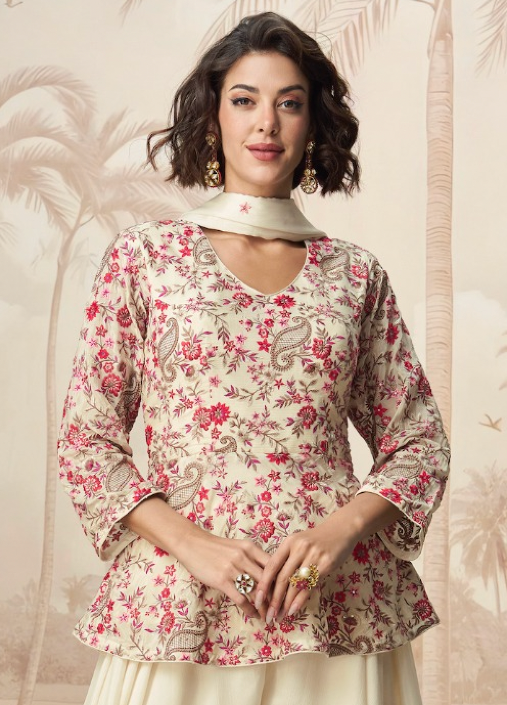 Matrut | Quantum Floral White Sharara Suit