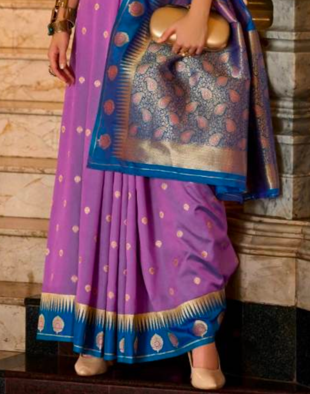 Matrut | Velvi Banarsi Purple & Blue Saree