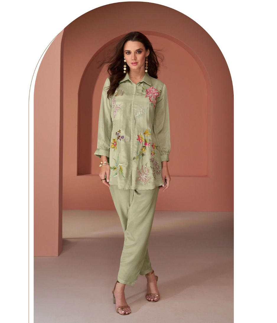 Matrut  | Pearl Halo Pista Green Co-ord Set