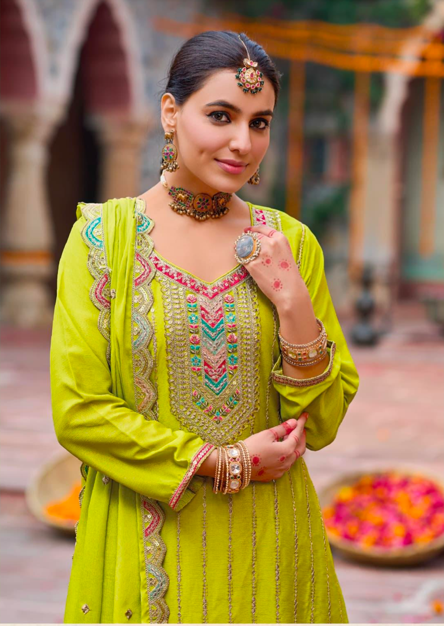 Matrut | Sehnaaz Lime Green Sharara Suit