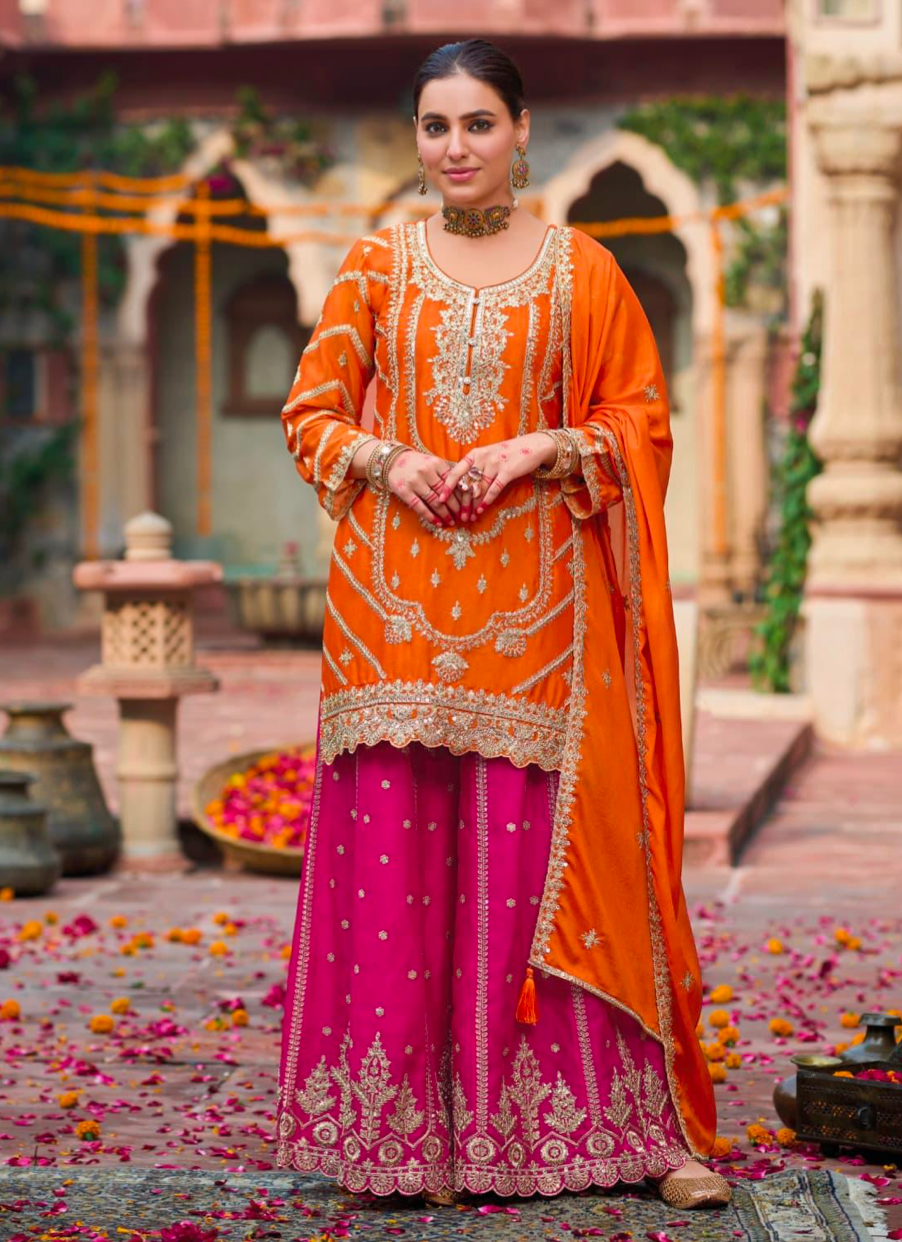 Matrut | Kanak Orange Sharara Suit