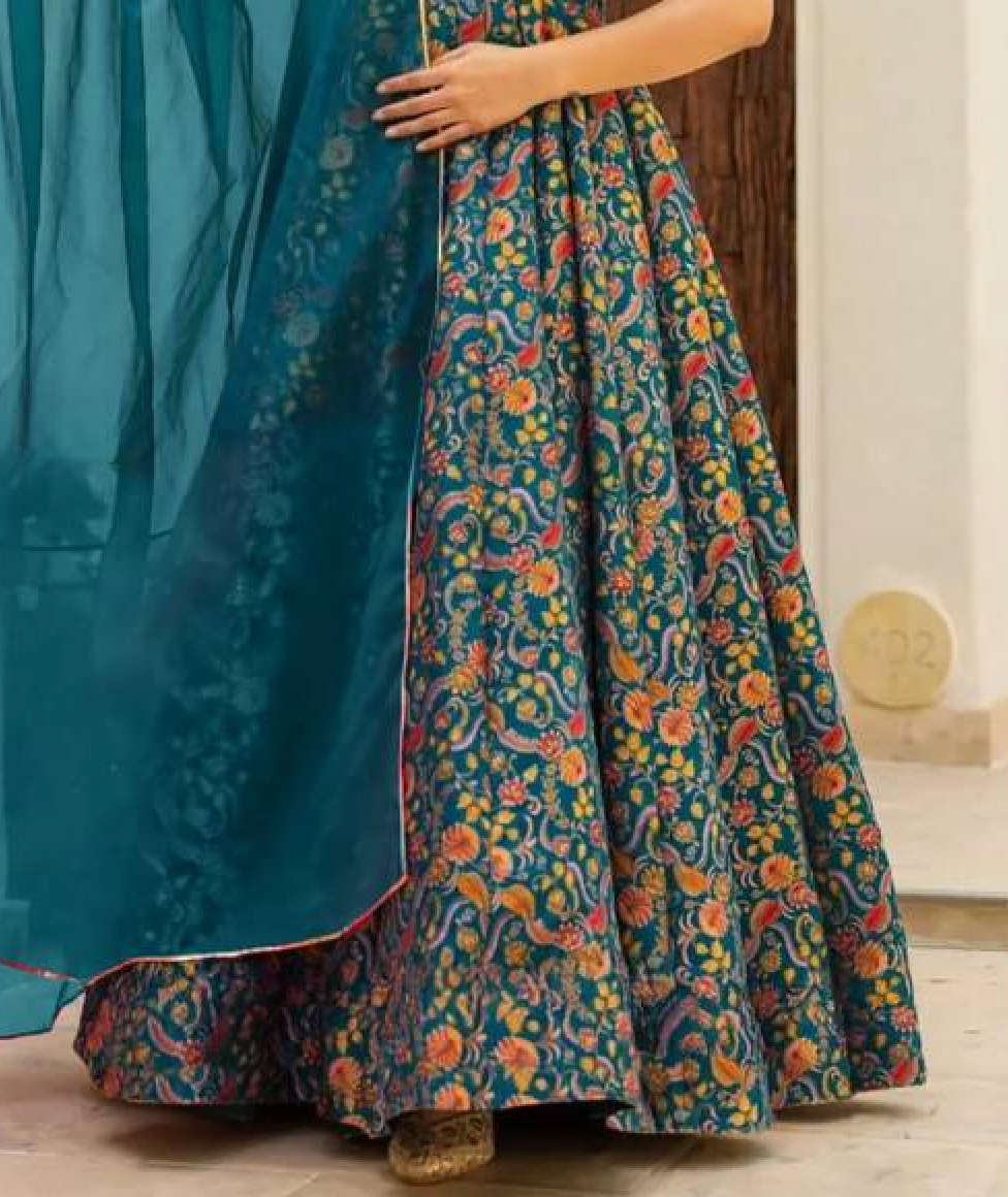 Matrut | Blush & Bold Blue Multicolor Gown