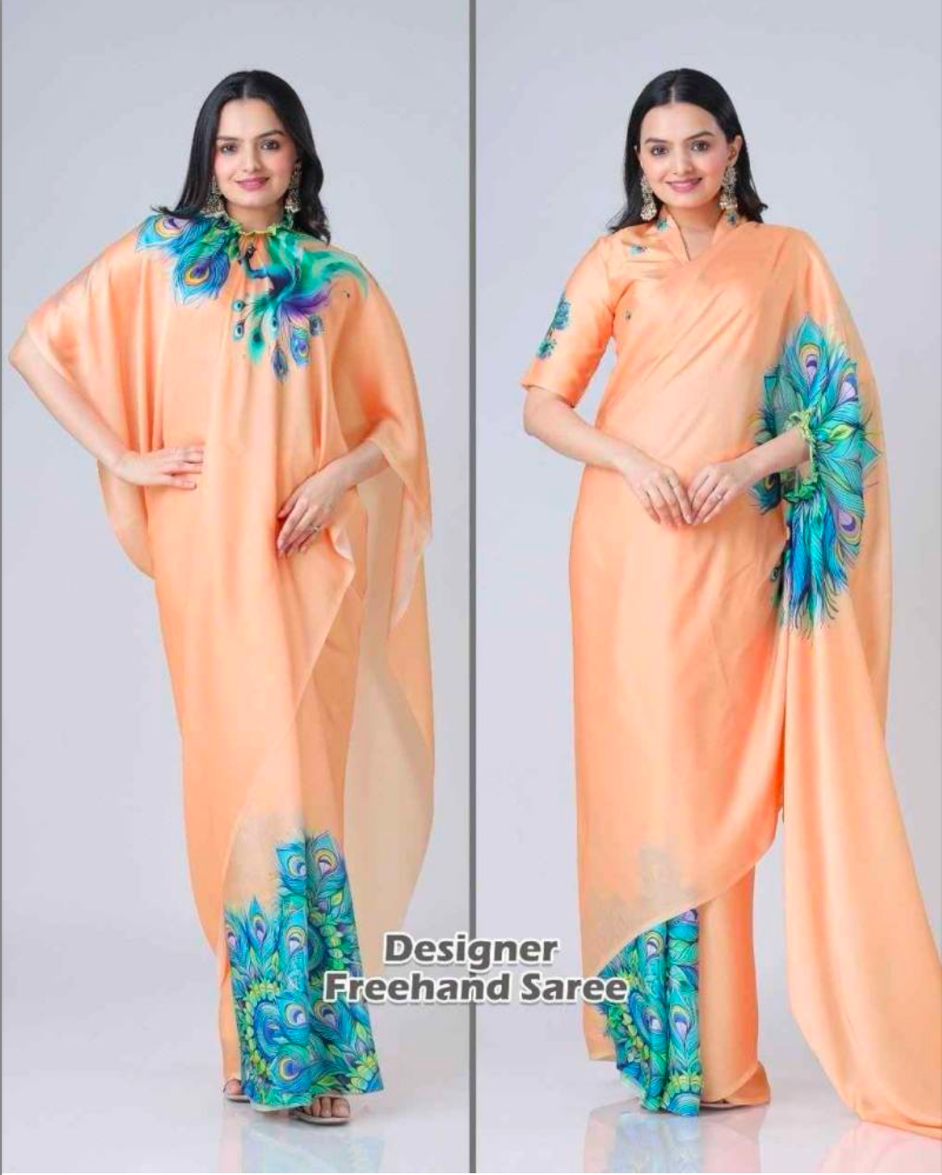 Matrut | Bubbly Peach Freehand Saree