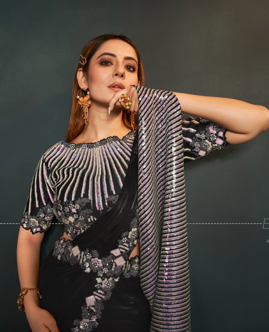 Matrut | 1 min Saree Black Ultra Glam
