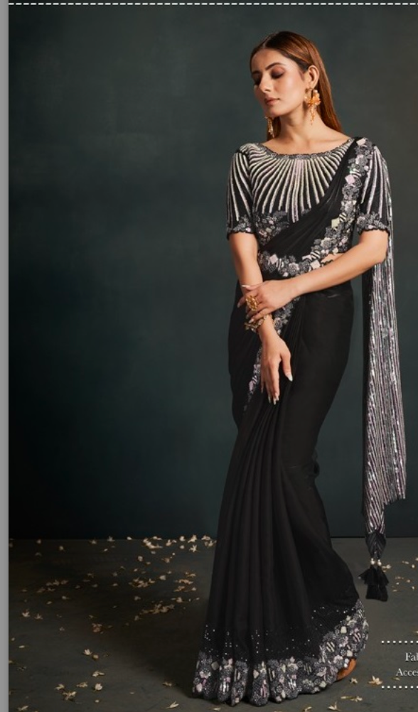 Matrut | 1 min Saree Black Ultra Glam
