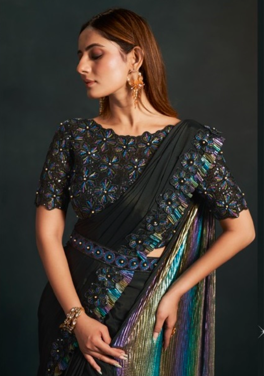Matrut | 1 min Saree Black Moet Glam