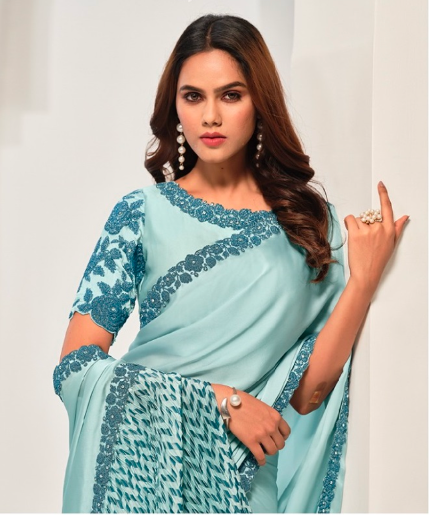 Matrut | Sonjiya Sky Blue Saree