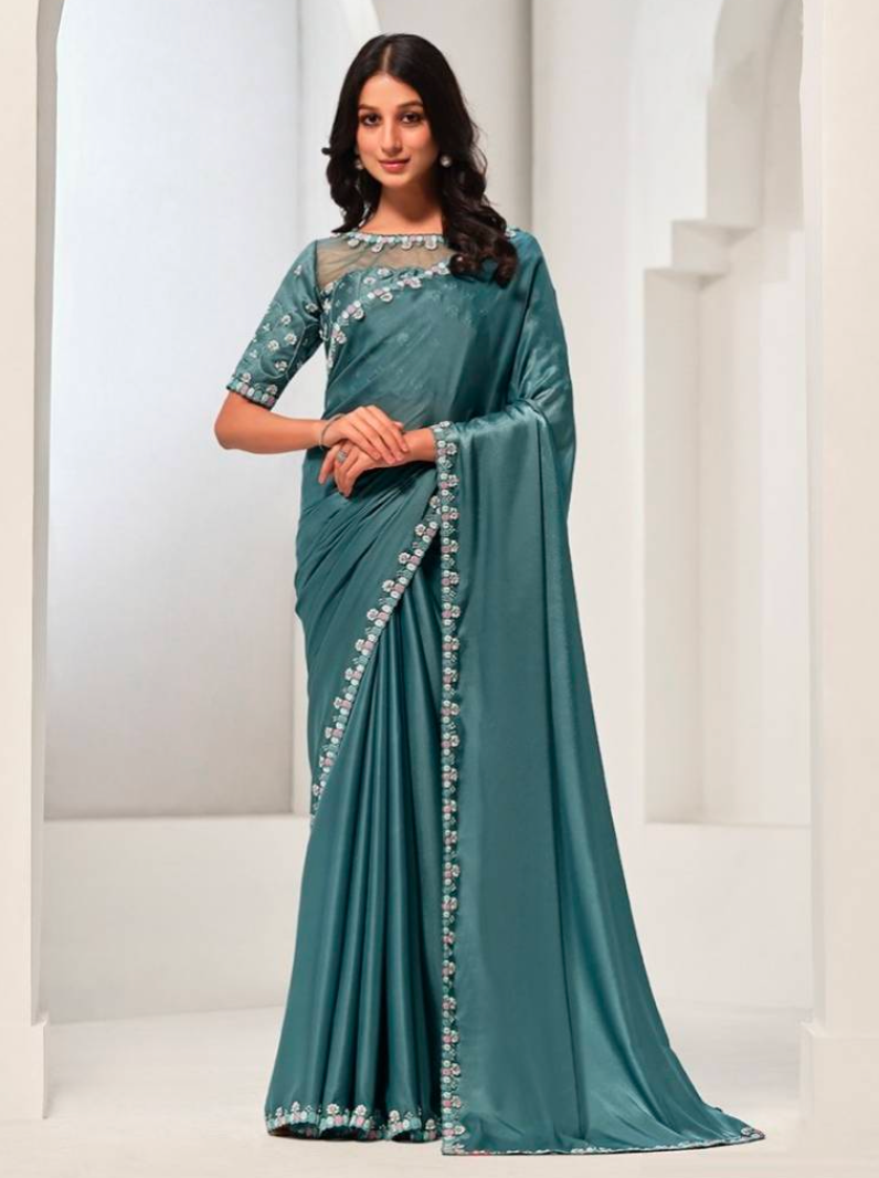 Matrut | Sonjiya Teal Blue Saree