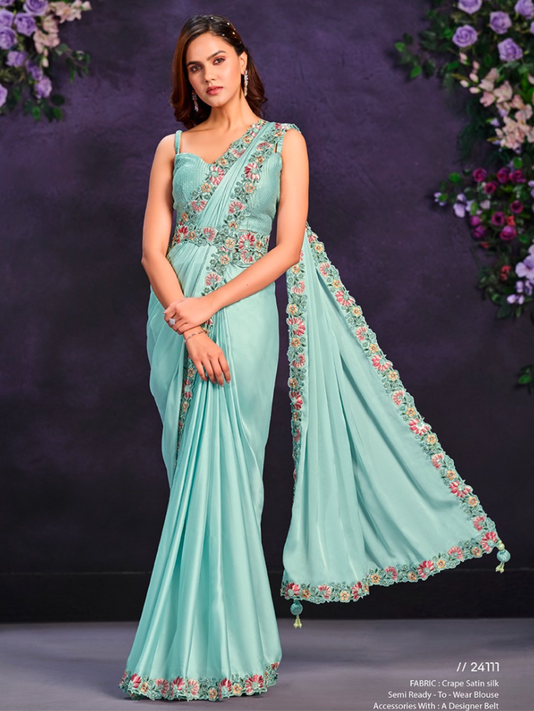 Matrut | 1 min Saree Sky Blue Riona
