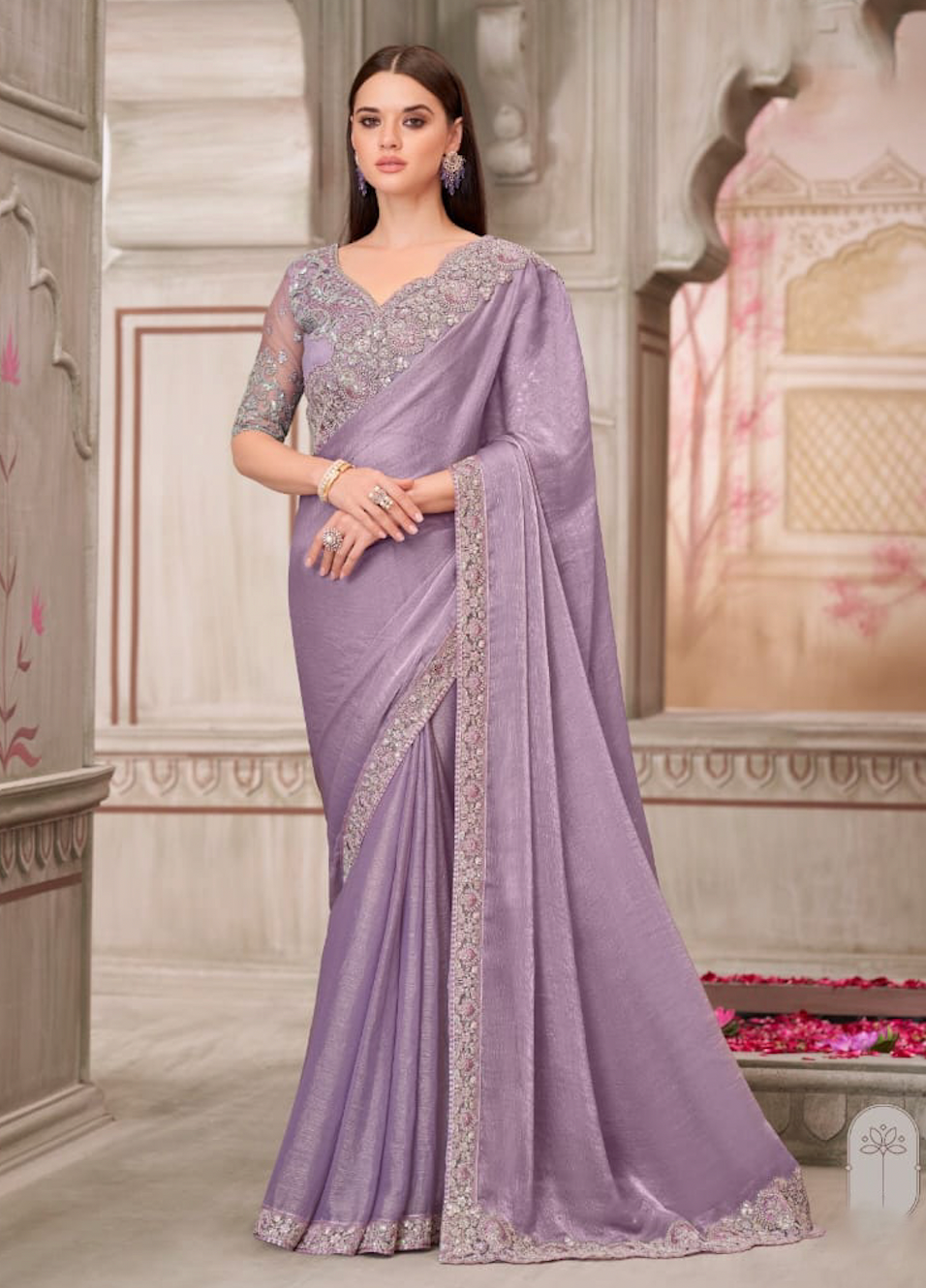 Matrut | Silver Screen Lavender Glass Saree