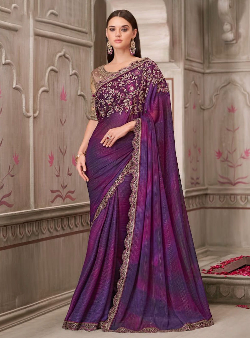 Matrut | Silver Screen Mulberry Shimmer Saree