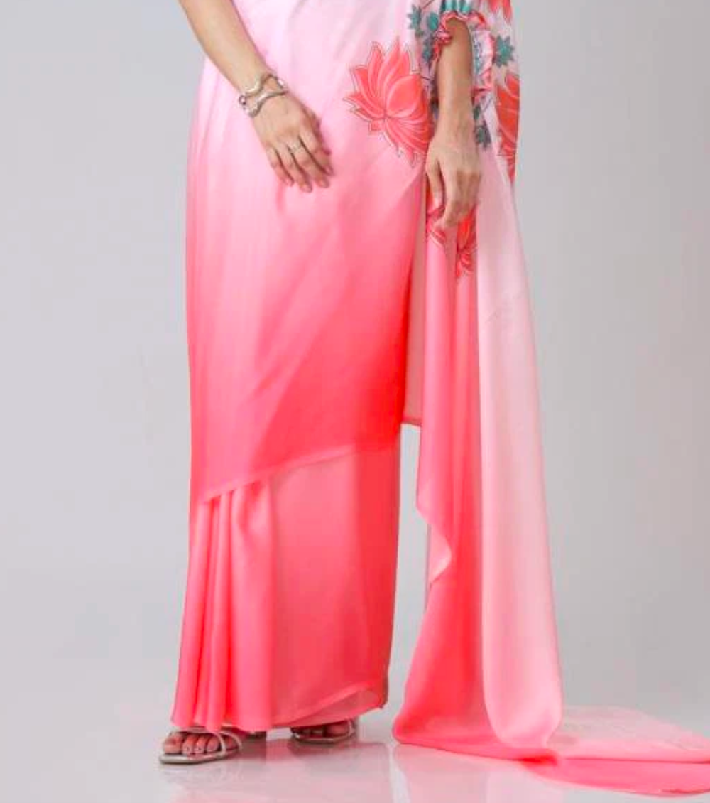 Matrut | Bubbly Peach Freehand Saree