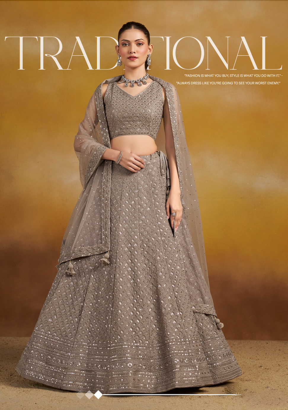 Matrut | Florance Taupe Lehenga