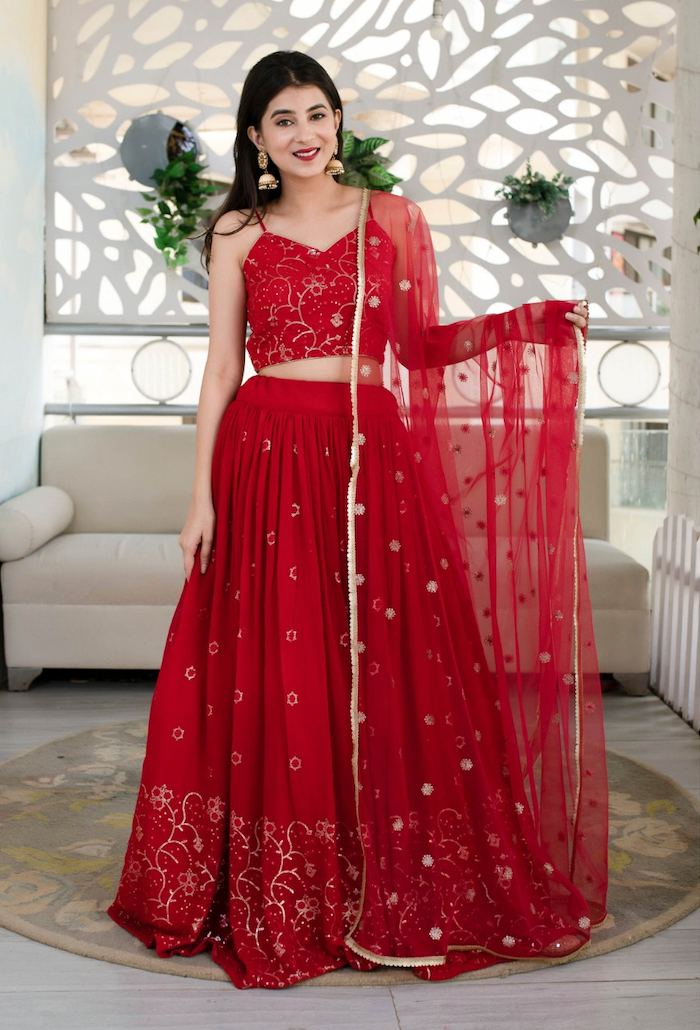 Matrut | Amber Blaze Red Lehenga