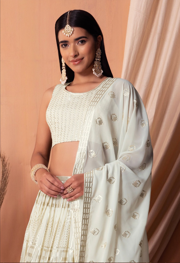 Matrut | Amber Blaze White Lehenga