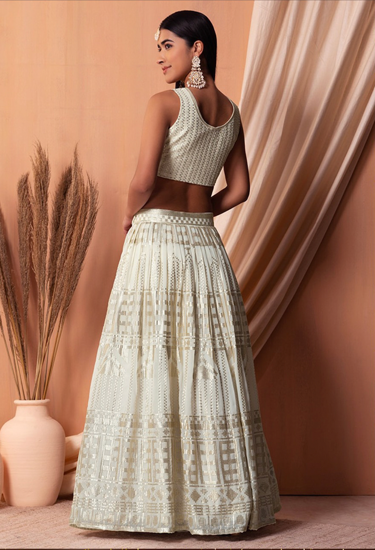 Matrut | Amber Blaze White Lehenga