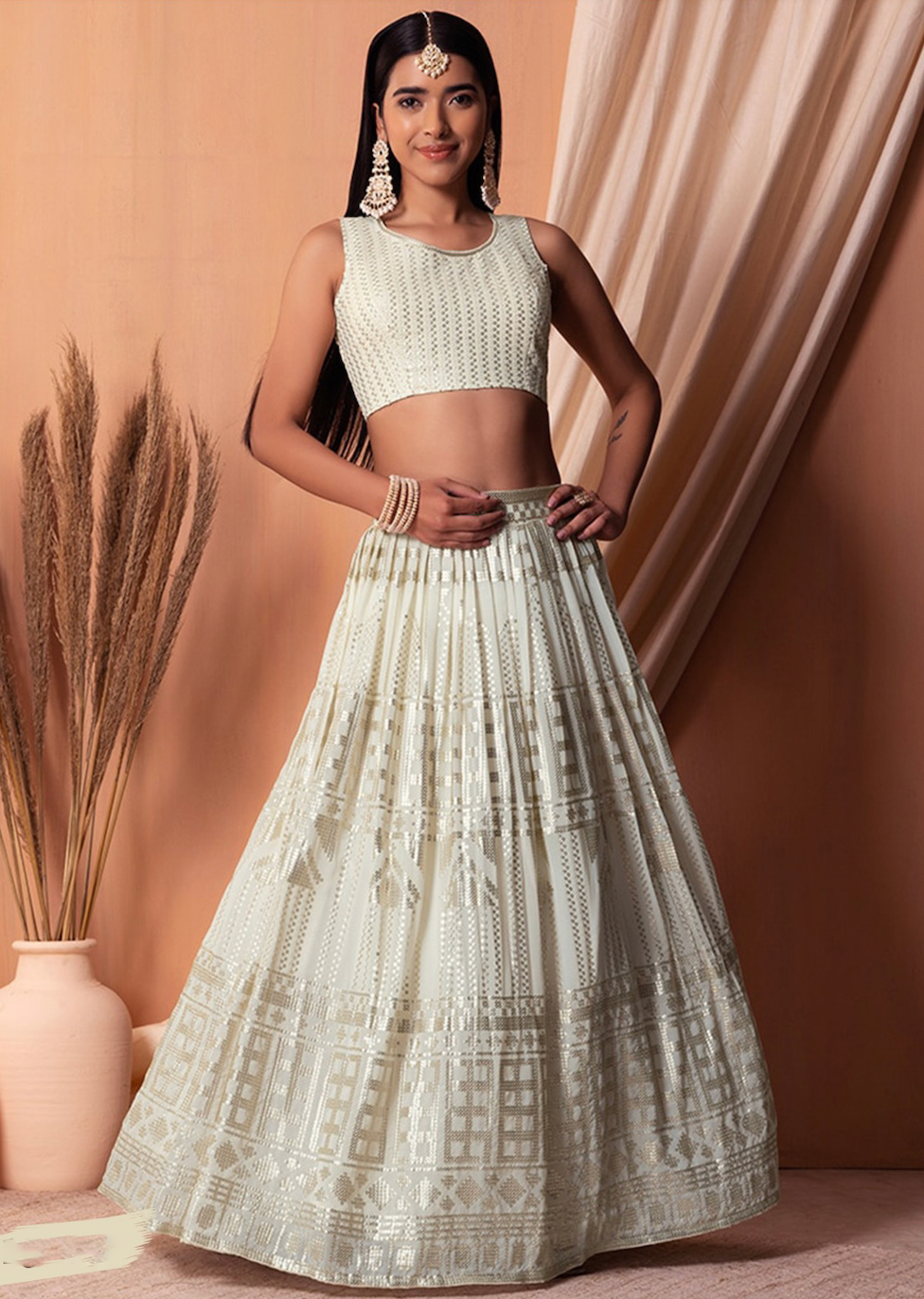 Matrut | Amber Blaze White Lehenga