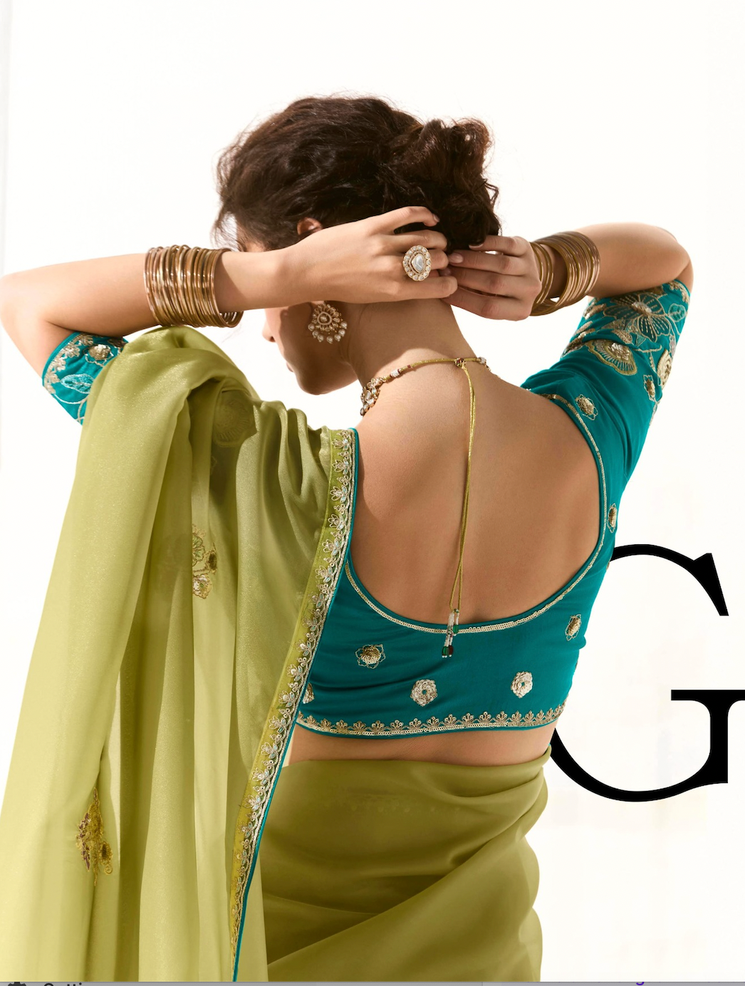Matrut | Cherry Chant Pista Green Saree