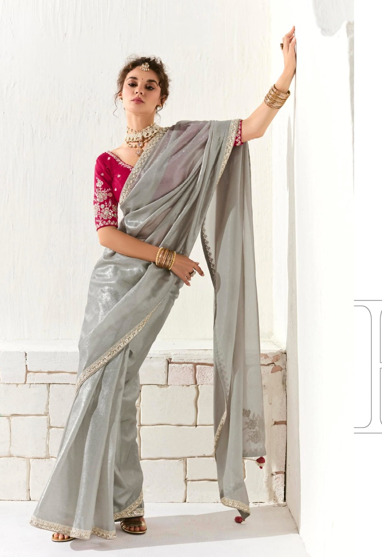 Matrut | Cherry Chant Grey Saree