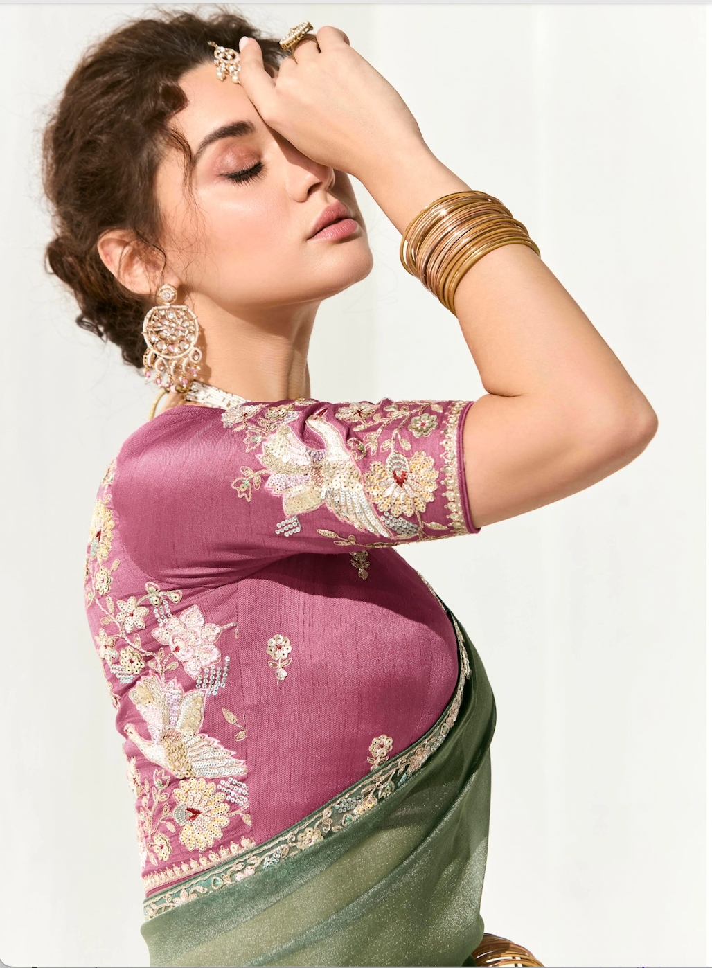Matrut | Cherry Chant Sea Green Saree