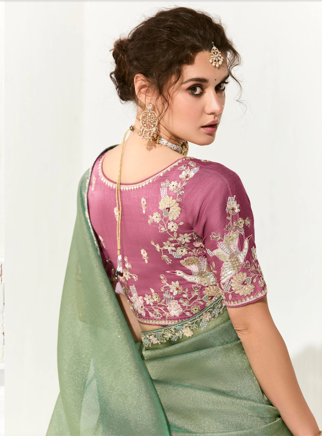 Matrut | Cherry Chant Sea Green Saree