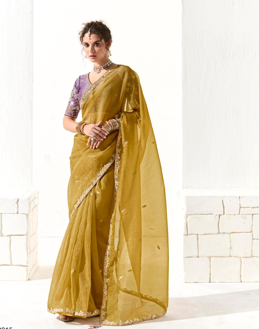 Matrut | Cherry Chant Mustard Yellow Saree