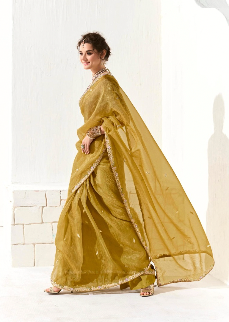Matrut | Cherry Chant Mustard Yellow Saree