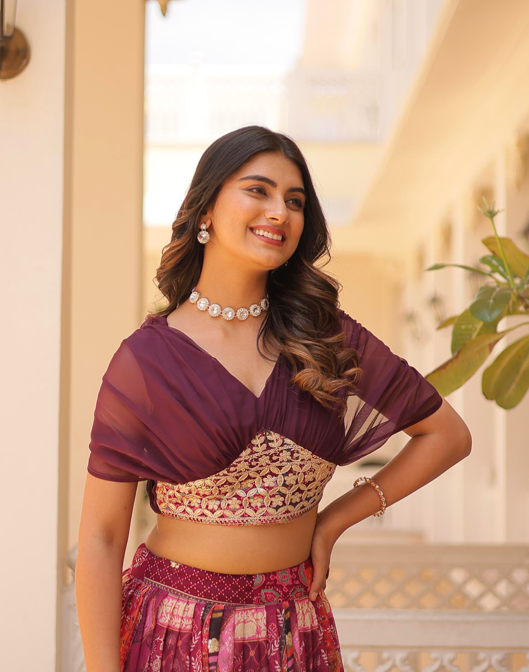 Matrut | Solina Wine Lehenga