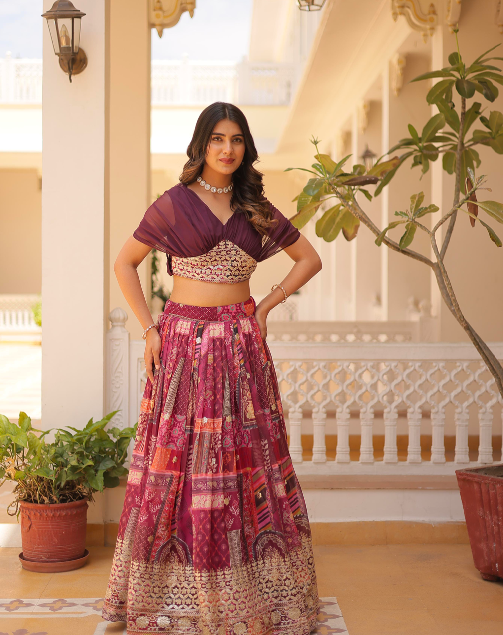 Matrut | Solina Wine Lehenga