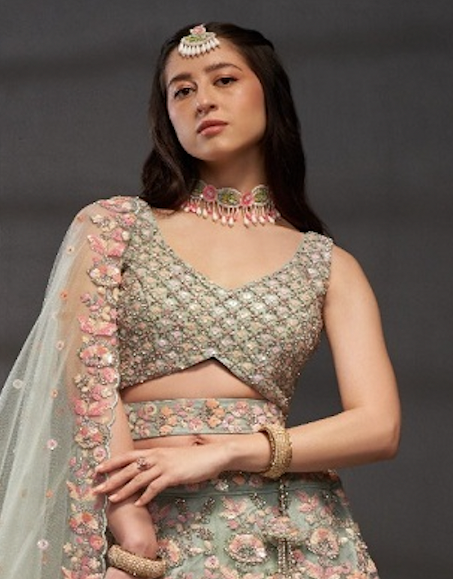 Matrut | Aria Belle Pista Green Lehenga