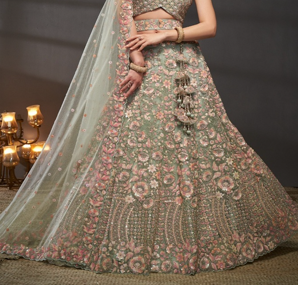 Matrut | Aria Belle Pista Green Lehenga