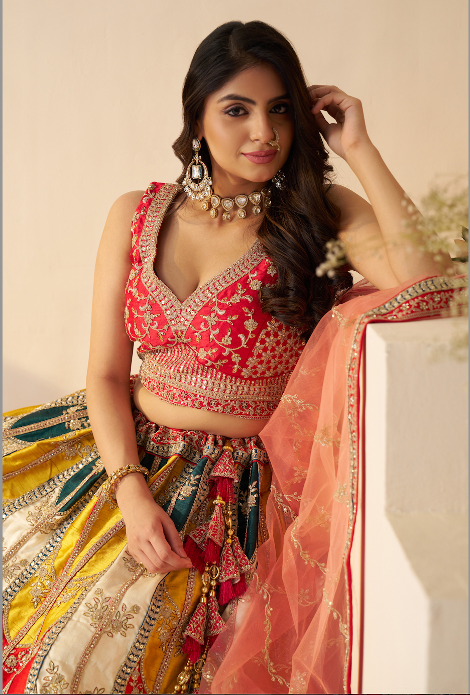 Matrut | Candy Crush Red Multicolor Lehenga