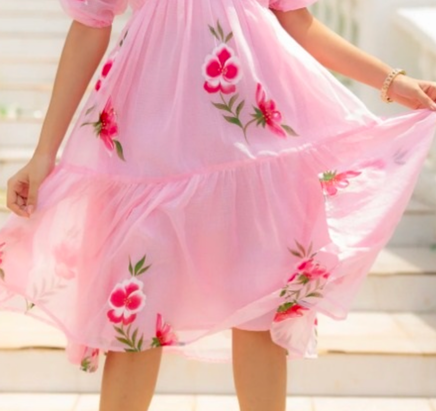 Matrut | Rosaira Pink Empire Waist Dress