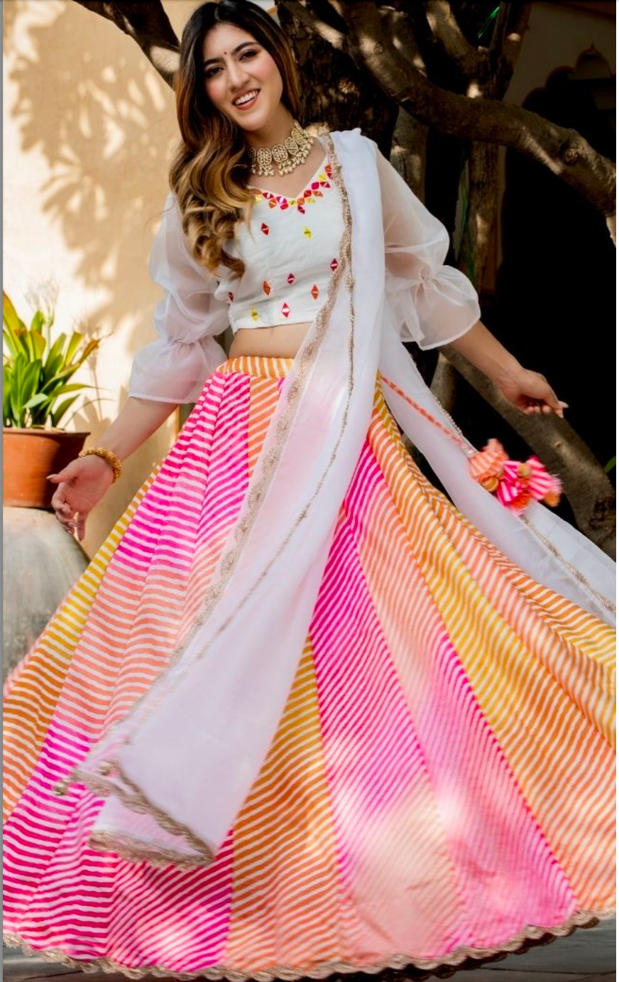 Matrut | Darling White Multicolor Lehenga