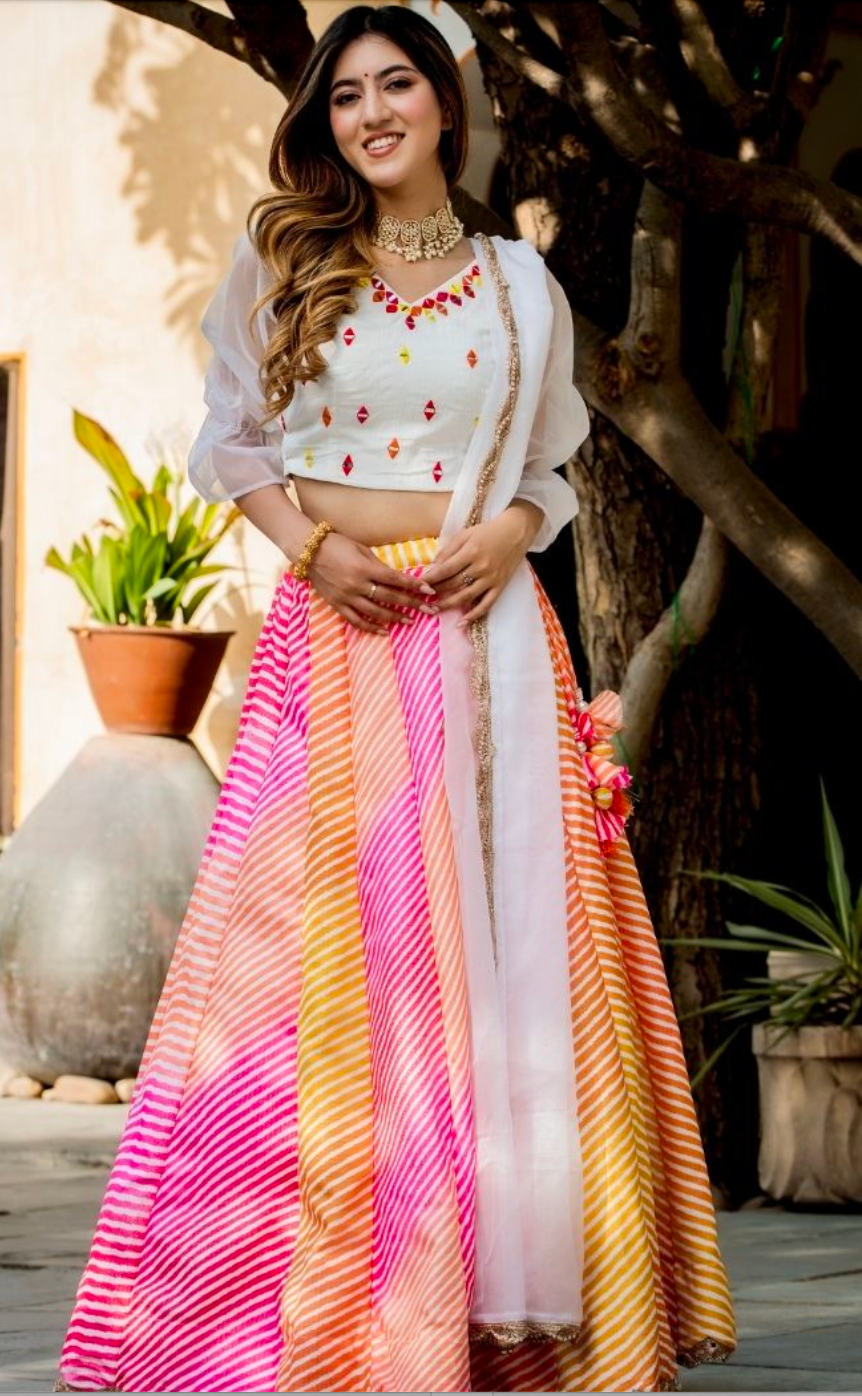 Matrut | Darling White Multicolor Lehenga