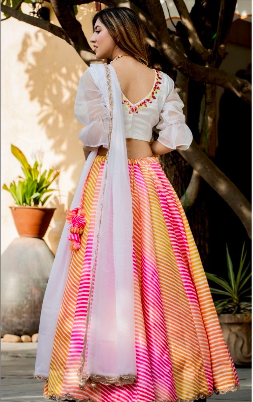 Matrut | Darling White Multicolor Lehenga
