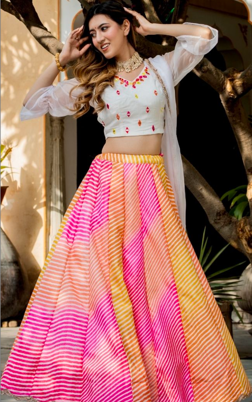 Matrut | Darling White Multicolor Lehenga