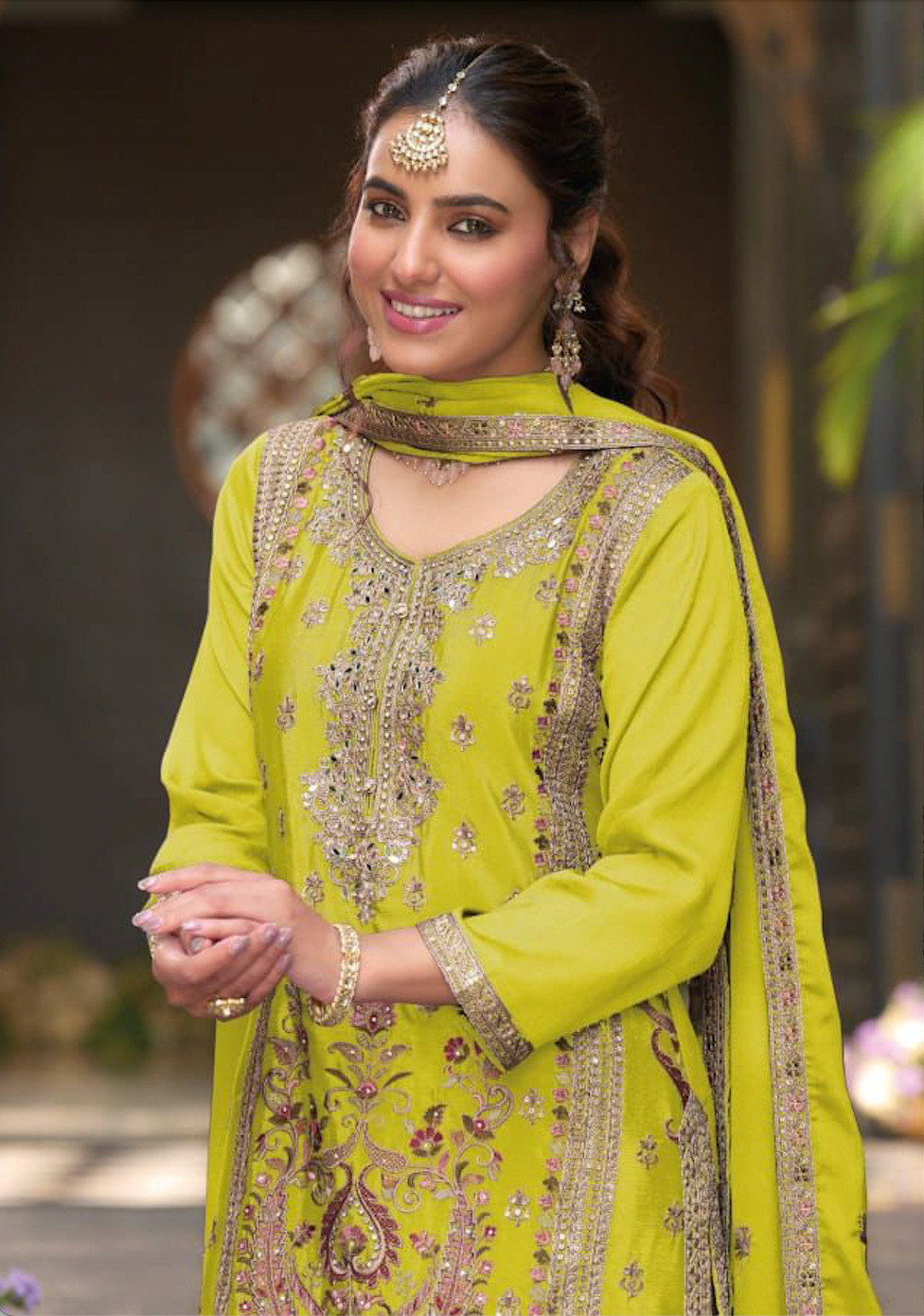 Matrut | Ruby Lime Green Palazzo Suit