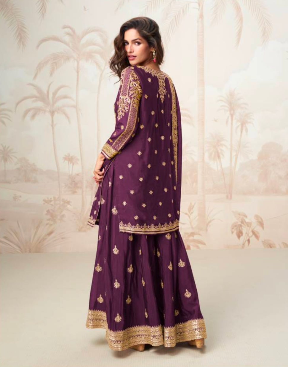 Matrut | Mumtaz Wine Sharara Suit