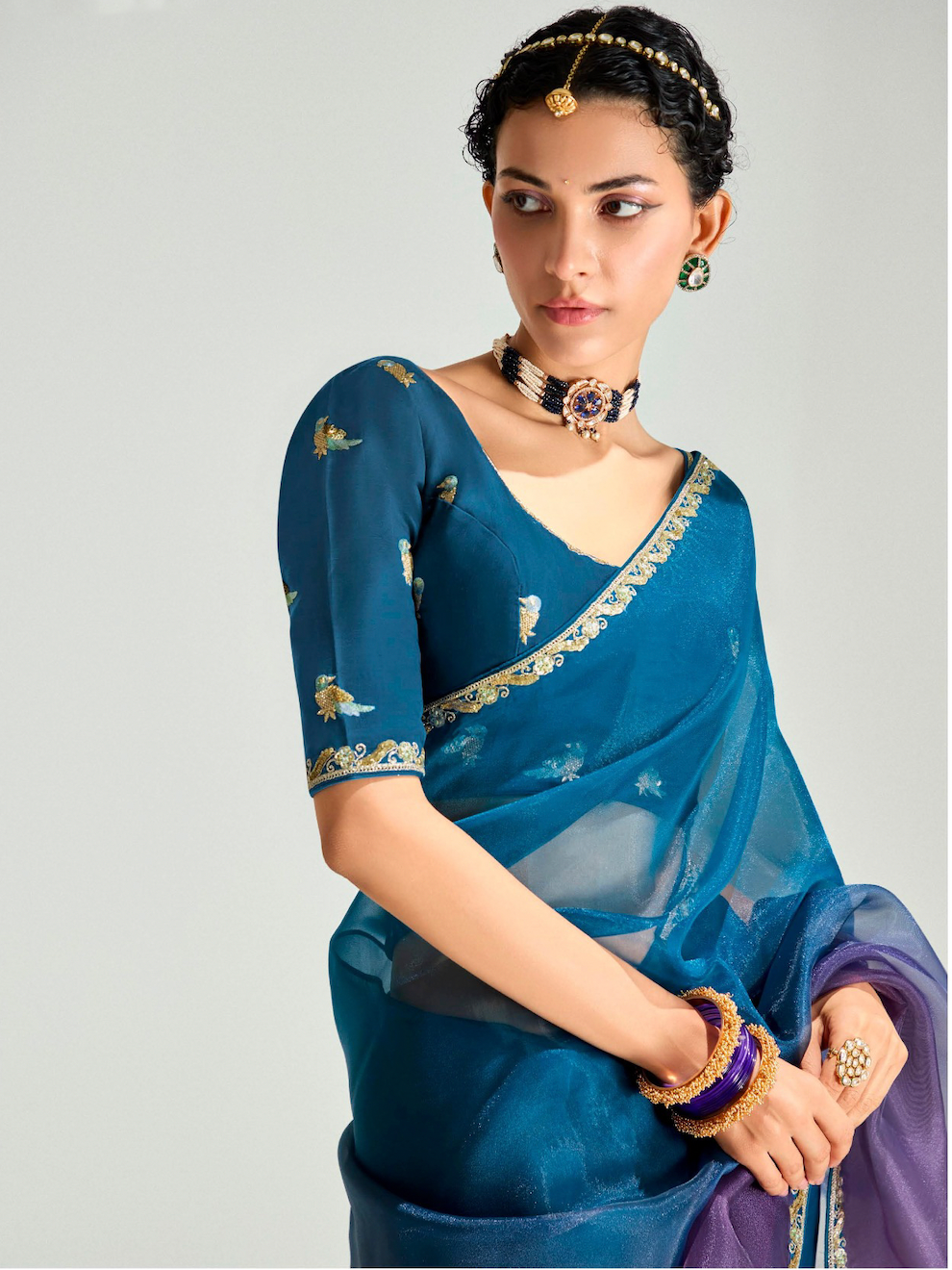 Matrut | Swish Blush Blue-Purple Saree