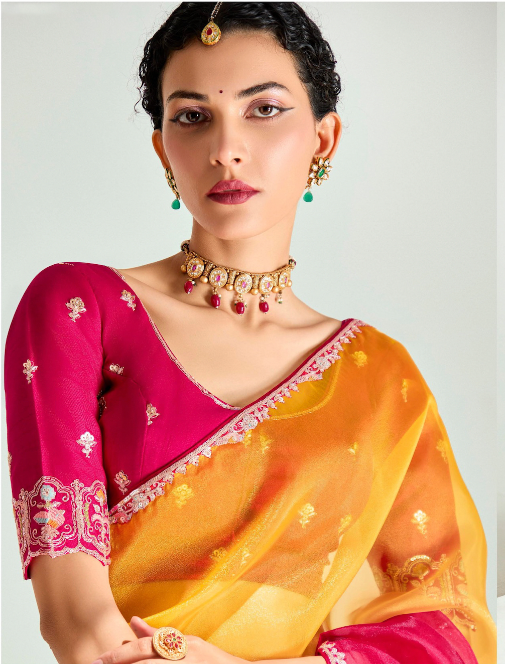 Matrut | Swish Blush Red-Yellow Saree