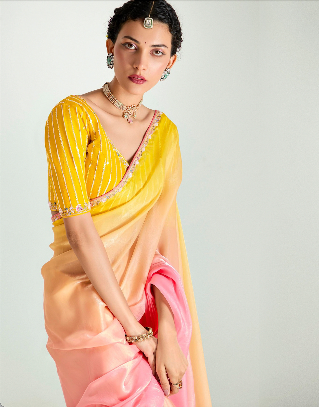 Matrut | Swish Blush Yellow-Pink Saree