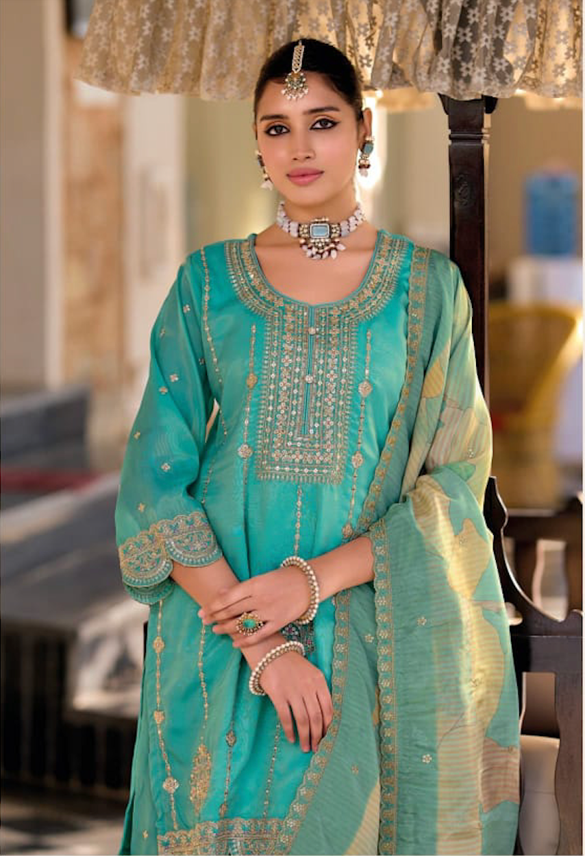 Matrut | Diya Sea Blue Palazzo Suit