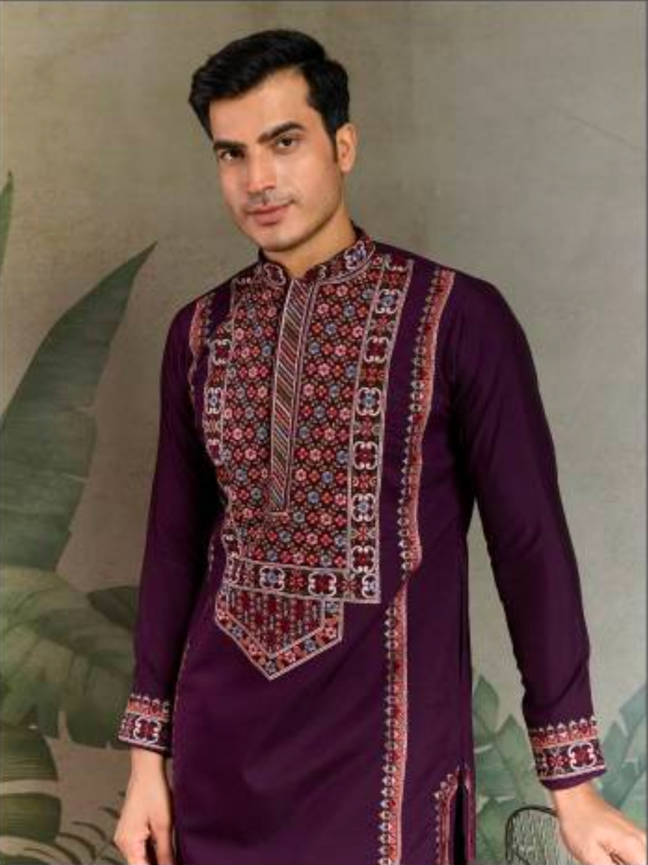 Matrut | Fusion Fits-4 Wine Kurta Set