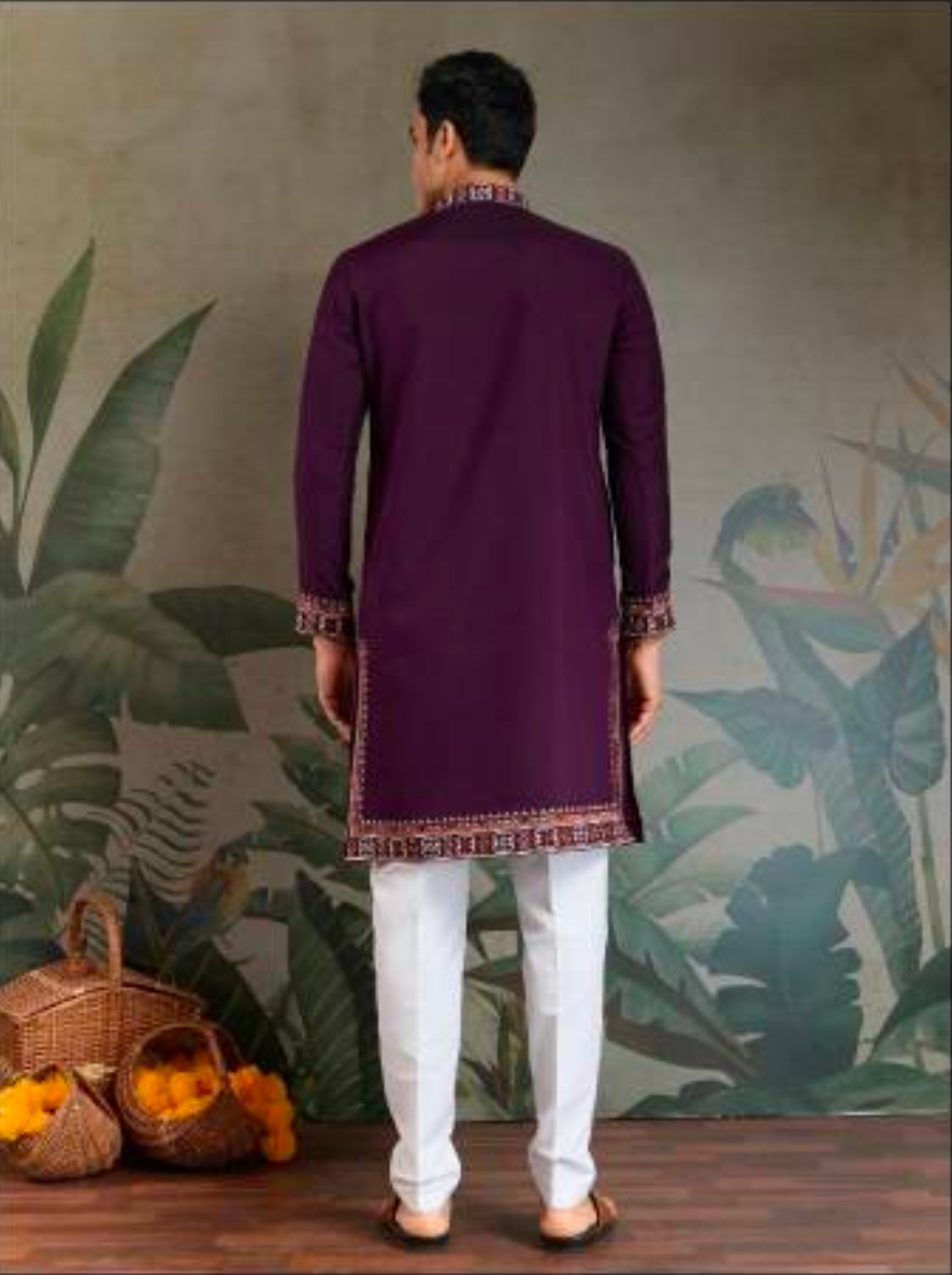 Matrut | Fusion Fits-4 Wine Kurta Set