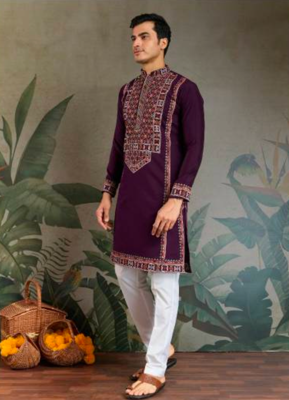 Matrut | Fusion Fits-4 Wine Kurta Set