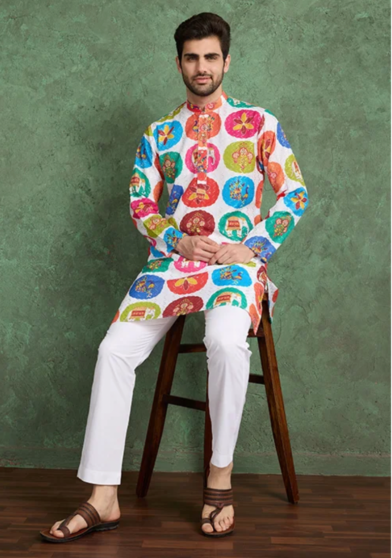 Matrut | Kurta Kraft White Multicolor Kurta Set