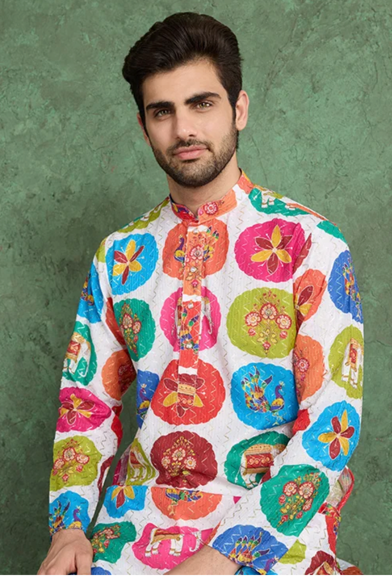 Matrut | Kurta Kraft White Multicolor Kurta Set